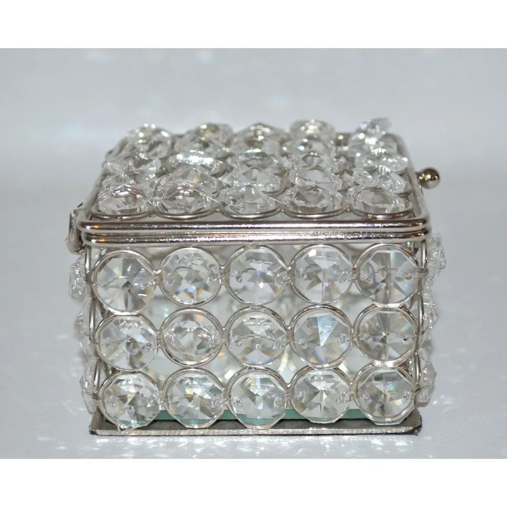 Clear Prism Rhinestone‎ Jewelry Box with Mirror Bottom 3.5
